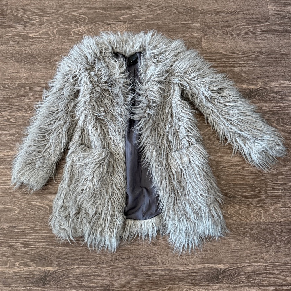 Smythe Gray Faux Fur Coat